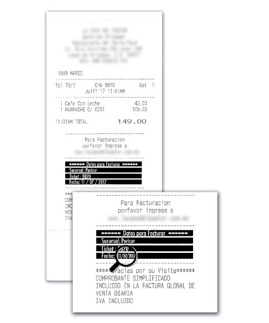 Ejemplo fecha de consumo en ticket